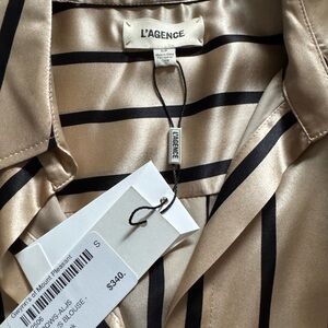 L'AGENCE Women's Blazer - Black and Gold Stripes